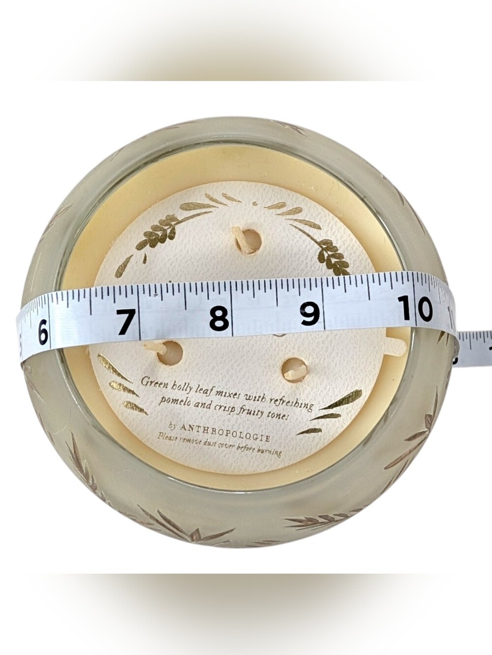 Anthropologie White Fir Pomelo Candle 3 Wick Gold Leaf Frosted Glass 31.75 oz - Picture 9 of 9